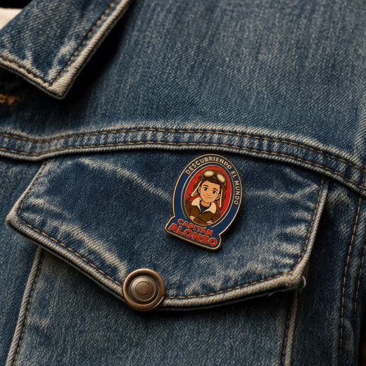 Pin de Capitán Alonso en una chamarra de mezclilla